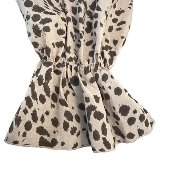 DUSTY PINK DALMATIAN TIE NECK PUFF SLEEVE WRAP SKIRT BODYCON DRESS SIZE MEDIUM - Picture 6 of 11